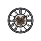 Monarch Specialties Clocks 20" Round Wall Clock - Black -This sophisticated and trendy 20" round wall clock in a transitional design, with a unique moving gear mechanism will be a standout in any home decor