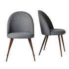 Homy Casa Upholstered Guest Chairs - Grey Fabric - 2 Pack-Soft upholstered seat with breathable, skin-friendly fabric for lasting comfort.