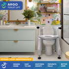 Mobile Patient Lift Regain Independence ArGo Powered Toilet Seat Riser - 440 lb Capacity-Compatible with most standard and elongated toilet models