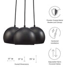 Modway Chalice 3-Light Metal Pendant - Black-Metal Shades