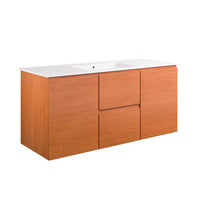 Modway Scenic 48" Wall-Mount Bathroom Vanity - Cherry/White-Wall-Mount Bathroom Vanity Cabinet