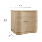 Modway Mirae 2-Drawer Curved Nightstand - Brushed Light Oak-Sculpted Curved Drawer Fronts