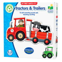 University Games The Learning Journey My First: Tractos & Trailers - Tractor Matching Puzzle For Toddlers - Early Learning Farm Vehicle Puzzle - Vehicle Recognition Puzzle For Preschoolers-Encourage thinking & problem-solving