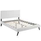 Modway Macie Vinyl Full Platform Bed with Round Splayed Legs - White-Fine Vinyl Upholstery