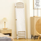 HOMCOM 8 Panel Wave Fiber Freestanding Room Divider for Home Office - White-Materials: Paper, Bamboo, Wood
