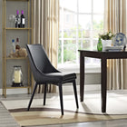 Modway Viscount Vegan Leather Dining Chair - Black-Solid Rubberwood Legs