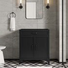 Modway Steamforge 30" Bathroom Vanity Cabinet - Black/Walnut-Shelving With Plumbing Cutout