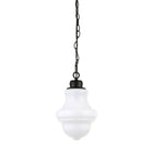 Hudson&Canal Annie 9.13" Wide Pendant with Glass Shade - Blackened Bronze/White Milk-Includes an adjustable 6 ft. cord