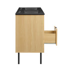 Modway Chaucer 48" Double Sink Bathroom Vanity - Oak/Black-Assembly Required
