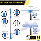 Gritt Commercial Pro Window Washing Cleaning Kit - 14" Squeegee - 14" Washer - 6' Telescopic Pole - 2 Pack-Absorbent microfiber sleeve is easily machine-washable