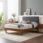 Modway Bridgette Wood Full Platform Bed with Angular Frame - Walnut Charcoal-Wood, MDF, and Veneer Construction