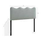 Modway Athena Striped Fabric Upholstered Queen Size Headboard - Spa Blue Stripe-Scalloped Wave Design