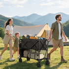 Outsunny Double Decker Folding Wagon Cart-Extended lower shelf accommodates oversized objects conveniently