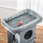 PawHut Small Cat Tree Tower with Perch and Scratching Post - Grey-Multiple levels, so cats can enjoy climbing 