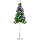 HOMCOM 6' Pre-Lit Slim Pencil Artificial Snow Christmas Tree - Green-6ft tall Christmas tree with a natural and healthy appearance 