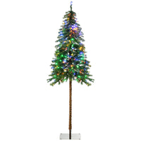 HOMCOM 6' Pre-Lit Slim Pencil Artificial Snow Christmas Tree - Green-6ft tall Christmas tree with a natural and healthy appearance 