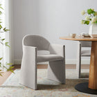 Modway Talia Upholstered Fabric Dining Armchair - Linen-Wide Angular Armrests