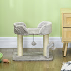 PawHut Cat Tree Tower Condo with Sisal Scratching Posts - Light Grey-Colour: Light Grey, Cream White 