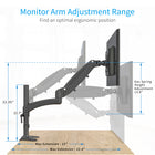 ShoppingAll Fully Adjustable Dual Gas Spring LCD Monitor Arm Desk Mount Stand - Black-Store your cables neat and organized with built-in cable clips, save your desk space and keep your workstation clean