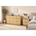 Manhattan Comfort Chrystie Contemporary Modern 2-Piece Dresser and Nightstand Set - Natural-Includes 2 spacious full-extension drawers in the nightstand and 6 full-extension drawers in the dresser for organized, easy-access storage