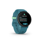 Garmin Bounce 2 Kids Smartwatch - 43mm - Turqoise-TEXT MESSAGING - With an active subscription, you can use the Garmin Jr. app to send text messages to your child’s Bounce 2 smartwatch. Kids can create their own messages and respond with a full on-device keyboard, including emojis or sound emojis, to parent-approved contacts and in family group messages.