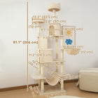 PawHut 81" Large Cat Tree with Scratching Posts, Condos and Beds - Beige-Anti-tip kit ensures safety and durability 