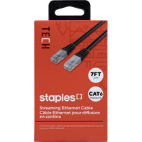 Staples CAT 6 Network Cable - 7 ft-Backwards compatible – Backwards compatible with Cat5 and Cat5e cables, this Cat6 cable connects high-speed network devices such as a computer, cable/DSL modem, network switch or router, streaming device, game console and more