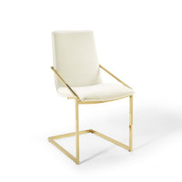 Modway Pitch Performance Velvet Dining Armchair - Gold/Ivory-Modern Dining Chair