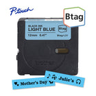 Brother Genuine BTAGL31 Label Tape for P-touch Label Makers - Black on Light Blue - 12 mm W x 4 m L-Btag + P-touch = the ultimate creative team. Use Genuine 12 mm Btag non-laminated label tapes exclusively with Brother P-touch PT-N10, PT-N20, and PT-N25BT label makers.
