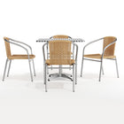 Flash Furniture 31.5'' Square Aluminum Indoor-Outdoor Table with 4 Beige Rattan Chairs (TLH-ALUM-32SQ-020BGECHR4-GG)-Assembly Required