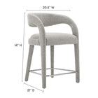 Modway Pinnacle Boucle Upholstered Counter Stool - Taupe Silver - Set of 2-Boucle Fabric Upholstery