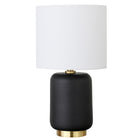 Hudson&Canal Lambert 15" Tall Ceramic Table Lamp with Fabric Shade - Matte Black/White-Modern and contemporary design for your living room, workspace, or bed side table