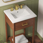 Modway Zaire 18" Bathroom Vanity - Walnut/White-Tapered Legs