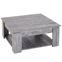 HOMCOM 2 Tier Modern Coffee Table with Shelf - Wood Grain-Modern country look in rectangle shape with minimal lines and natural wood grain