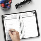 Brownline 2027 Daily Planner with Spiral binding - 8" x 5" - Black-Previous, current and following monthly calendars at the top of each spread