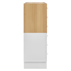Modway Nolia 6-Drawer Color Block Dresser Chest - Oak White-Non-Marking Floor Glides