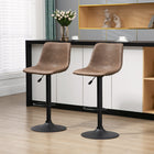 HOMCOM Adjustable Counter Height Kitchen Bar Stools - Brown - 2 Pack-It is well-suited for the kitchen and other spaces, making it suitable for small areas
