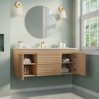 Modway Render 48" Wall-Mount Bathroom Vanity - Oak/White-Full-Extension Drawers