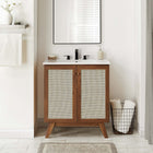 Modway Soma 30" Bathroom Vanity Cabinet - Walnut-Metal Doorknobs