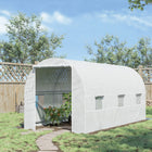 Outsunny 14.6 x 6.6 x 6.6' Walk-in Tunnel Greenhouse with Door and Ventilation Window White- UV resistant PE mesh  cover stand up to the rains and wind weather elements 
 