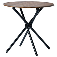 Homy Casa 31.5"W Round Multifunctional Conference Table - Walnut-Modern round dining table made with walnut wood finish and a strong metal frame for durability and style