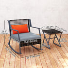 Outsunny Rocking Bistro Set with Cushions - Grey-PE wicker and a steel frame resist rust, UV exposure, and harsh weather 
