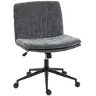 HOMCOM Criss Cross Armless Wide Office Chair with Wheels - Grey-Wide, armless seat allows for cross-legged sitting