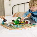 Melissa & Doug 17-Piece Wooden Take-Along Tabletop Railroad - 3 Trains, Truck, Play Pieces, Bridge-Makes a great gift for preschoolers, ages 3 to 6, for hands-on, screen-free play; product made with FSC-certified materials that support responsible forestry; applies to new inventory only (FSC C156584)