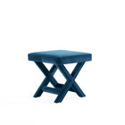 Manhattan Comfort Abigail 20.47" Mid-Century Modern Velvet Upholstered Ottoman Bench - Blue-Mid-Century Modern Ottoman Perfect for Living Room and Bedroom Use