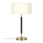 Hudson&Canal Simone 25" Tall 2-Light Table Lamp with Fabric Shade - Black/Brass/White-Rated for two 60W incandescent bulbs - 9W LED bulbs, 13W fluorescent (CFL) bulbs, or 9W self-ballasted LED bulbs, E26-base bulbs, Bulbs not included