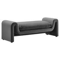 Modway Waverly Performance Velvet Bench - Grey-Unique Modern Bench