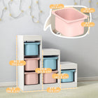 Qaba Toy Storage Organizer Kids Bookshelf with 6 Plastic Bins - Blue & Pink-Follows the included instructions for quick, hassle-free setup

