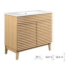 Modway Render 36" Bathroom Vanity - Oak/White-Tapered Wood Legs