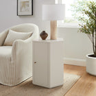 Modway Kade Faceted Semi-Gloss Side Table - Putty-Cabinet Storage with Fixed Shelf